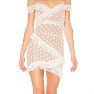 MAJORELLE White Polka Dot Ruffle Top